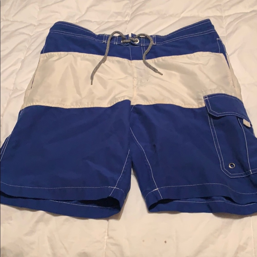 Blue and white swimsuit